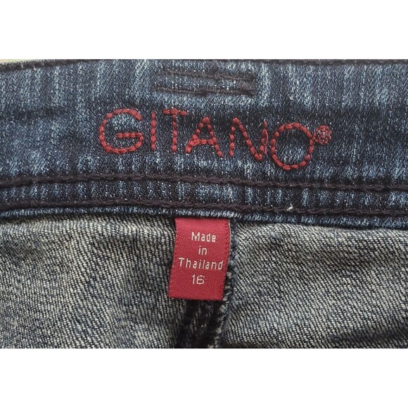 Gitano Jeans Straight Women's Size 16 Blue Denim Vintage Embellished Rhinestone - Picture 6 of 16